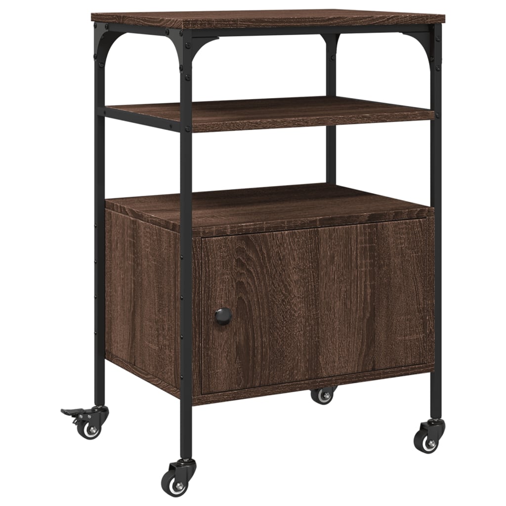 Meuble Imprimante 3 Niveaux Aspect Chêne Marron 50x40x76 cm