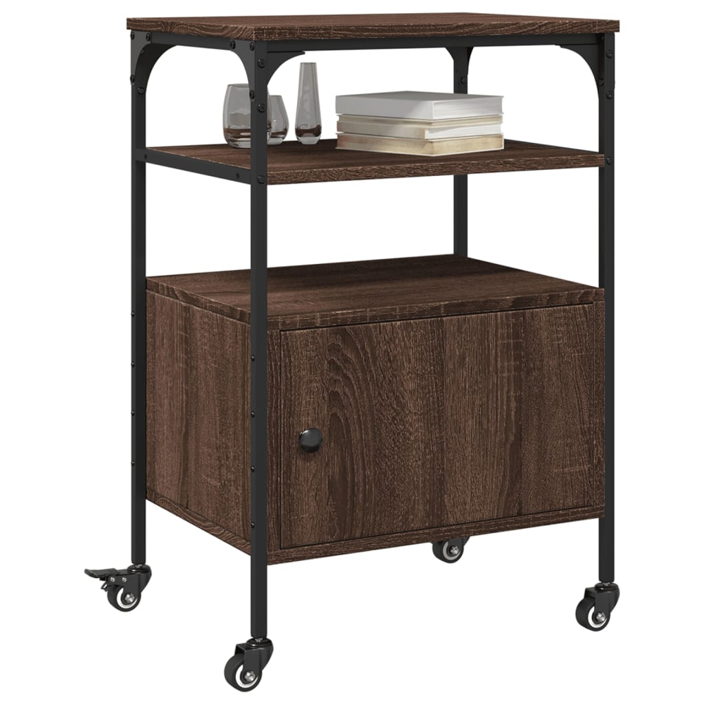 Meuble Imprimante 3 Niveaux Aspect Chêne Marron 50x40x76 cm
