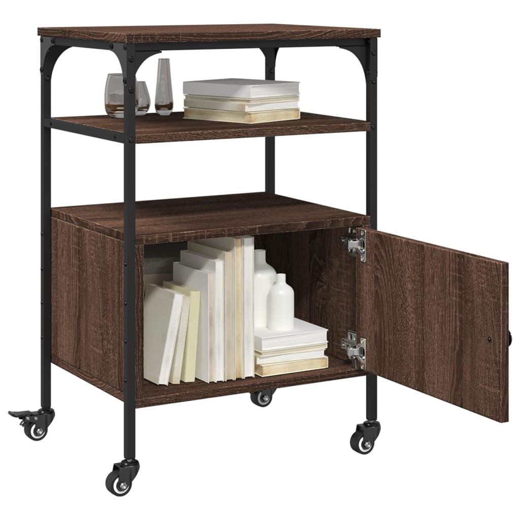 Meuble Imprimante 3 Niveaux Aspect Chêne Marron 50x40x76 cm