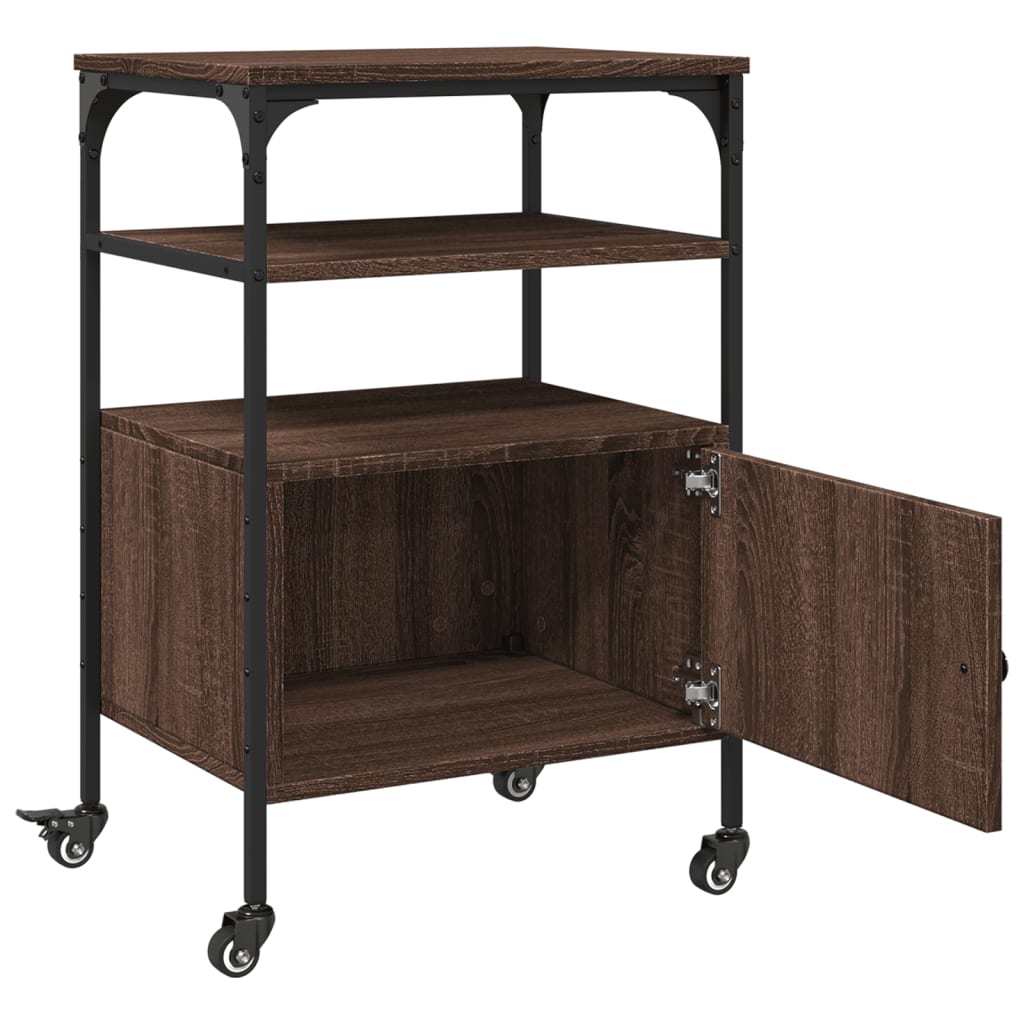 Meuble Imprimante 3 Niveaux Aspect Chêne Marron 50x40x76 cm