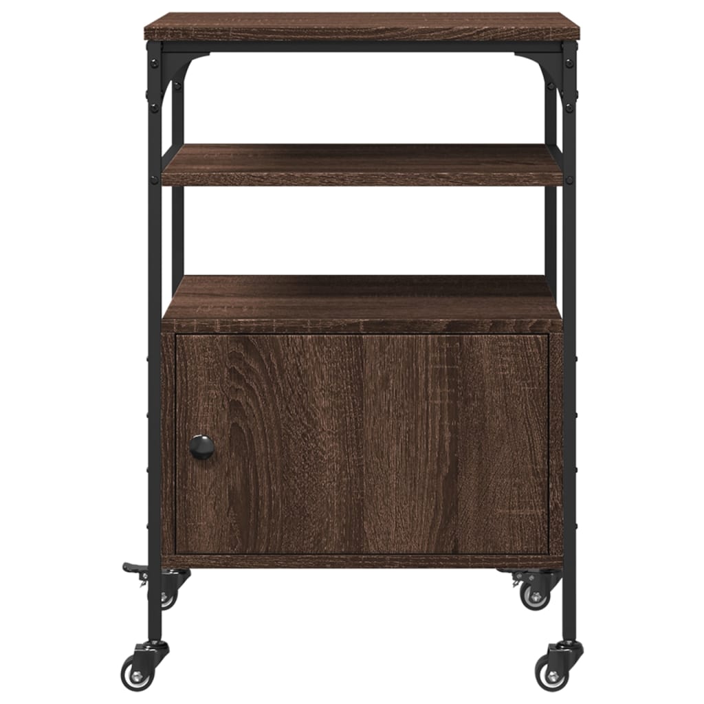 Meuble Imprimante 3 Niveaux Aspect Chêne Marron 50x40x76 cm