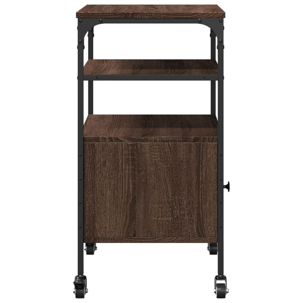 Meuble Imprimante 3 Niveaux Aspect Chêne Marron 50x40x76 cm