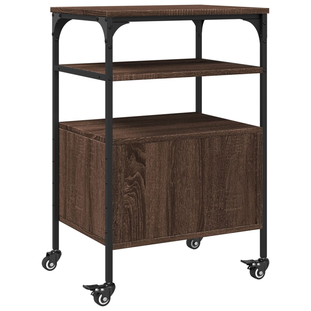 Meuble Imprimante 3 Niveaux Aspect Chêne Marron 50x40x76 cm