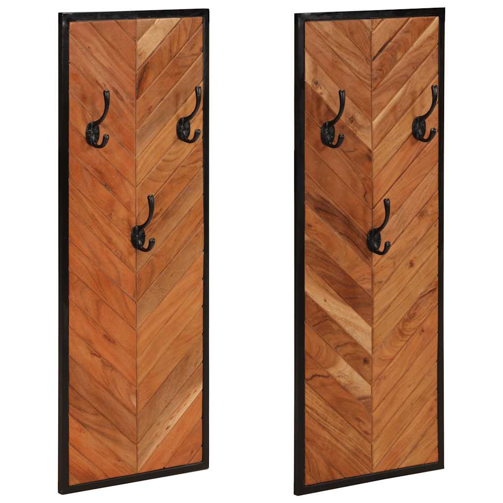 Wall Coat Rack 2 Pcs. 35x1x90 cm Solid Acacia Wood