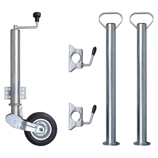 Jockey wheel 60 mm with 2 support tubes and 2 clamps