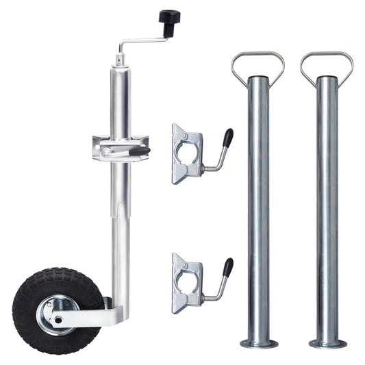 Jockey wheel 48 mm with 2 support tubes and 3 clamps