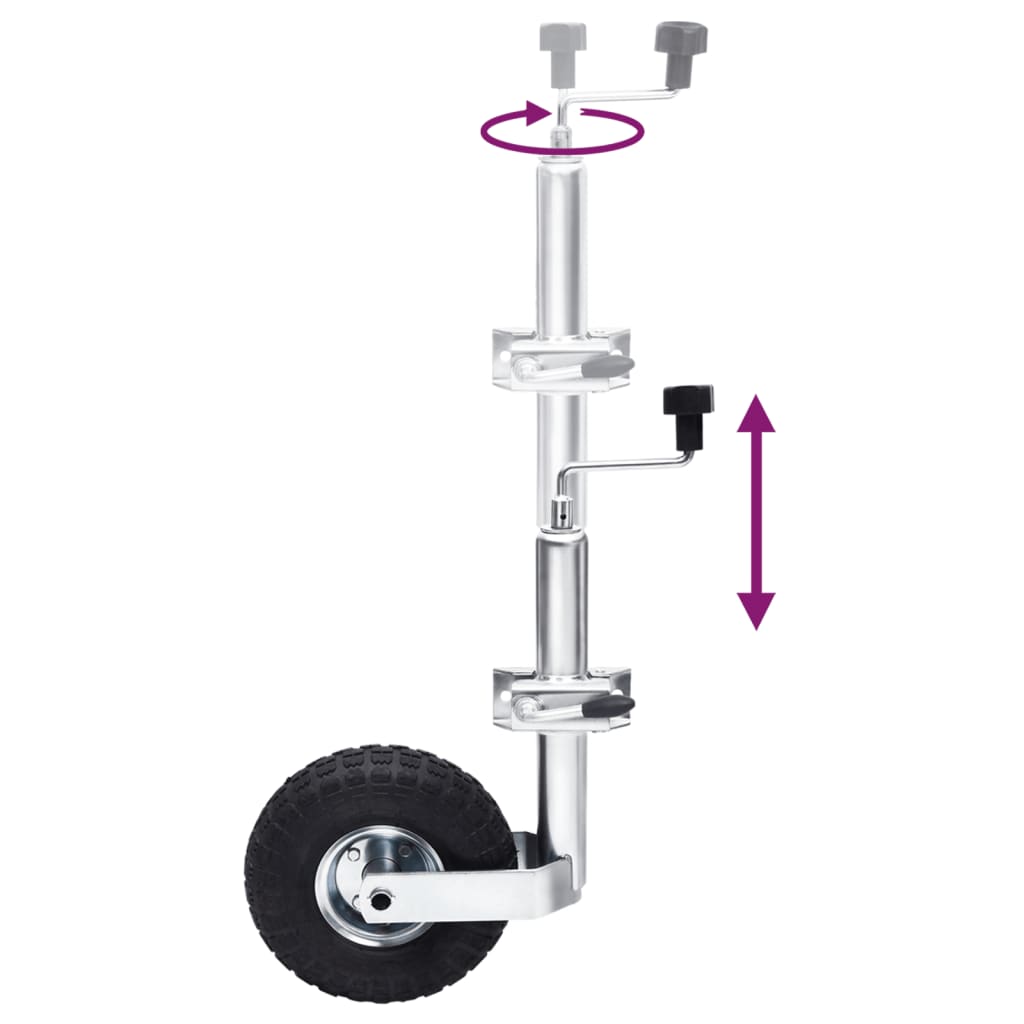 Roue jockey 48 mm avec 2 tubes de support et 3 brides