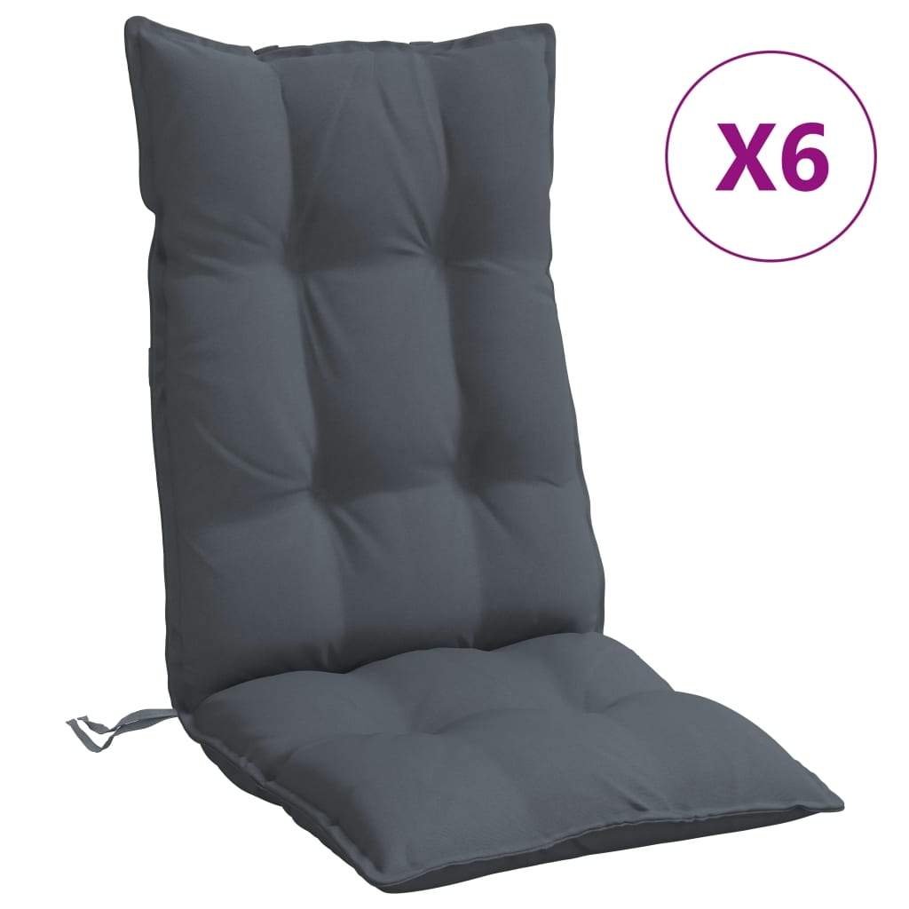 High-back Cushions 6 pcs. Anthracite Oxford Fabric