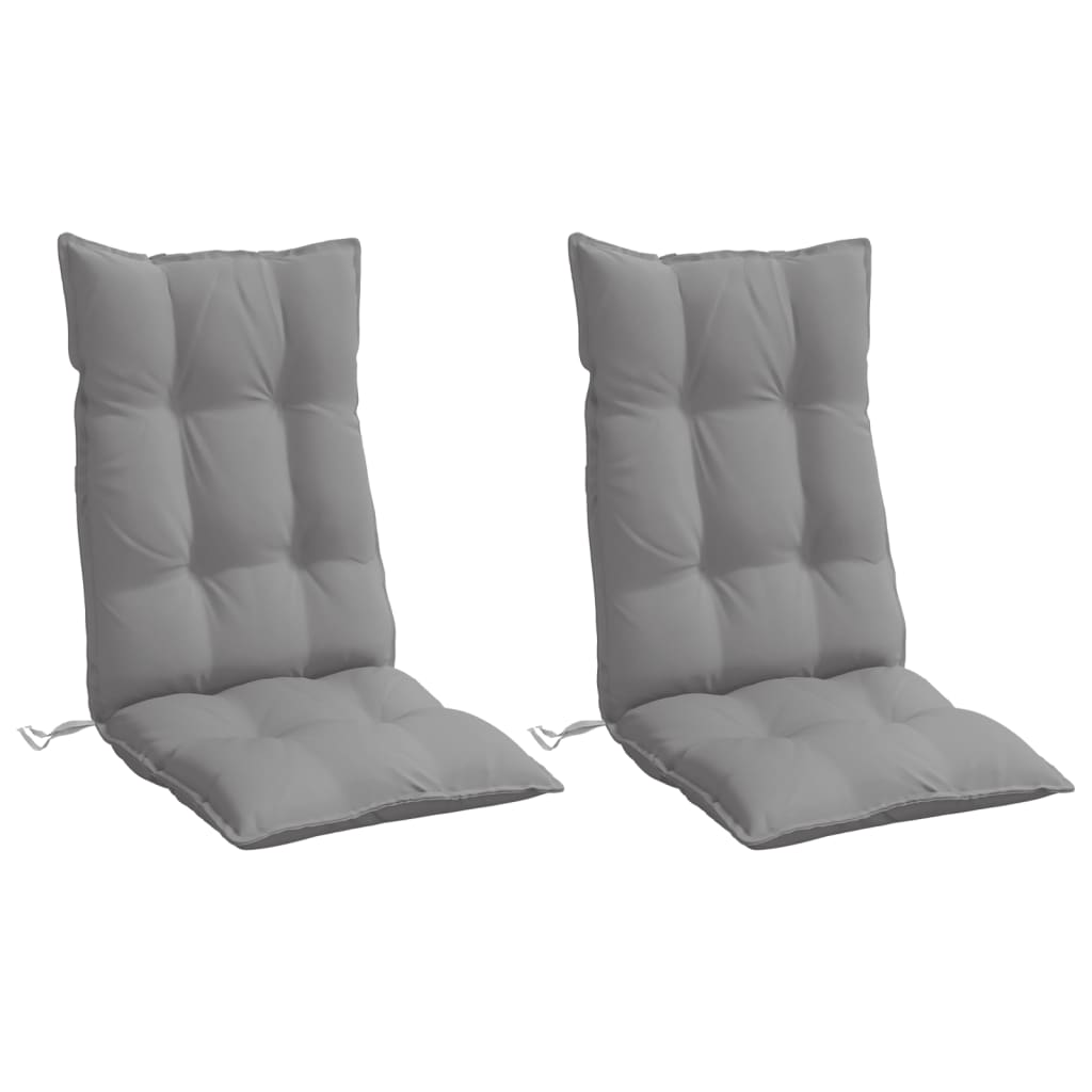 High-backed Chair Cushions 2 pcs. Grey Oxford Fabric