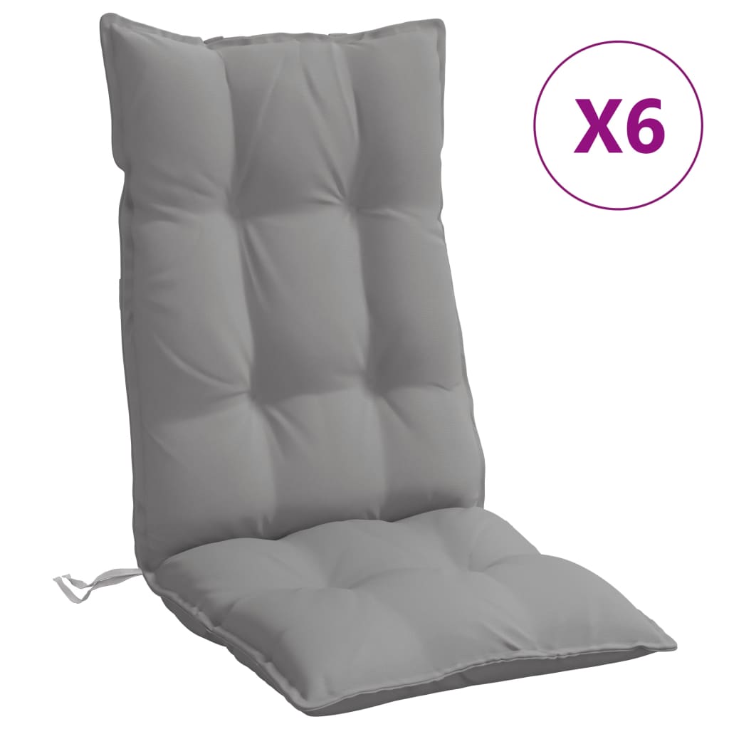 High-back cushions 6 pcs. Grey Oxford fabric