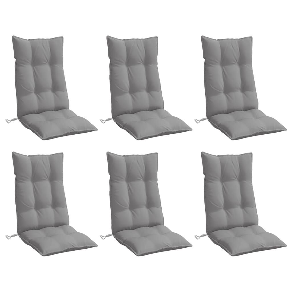 High-back cushions 6 pcs. Grey Oxford fabric