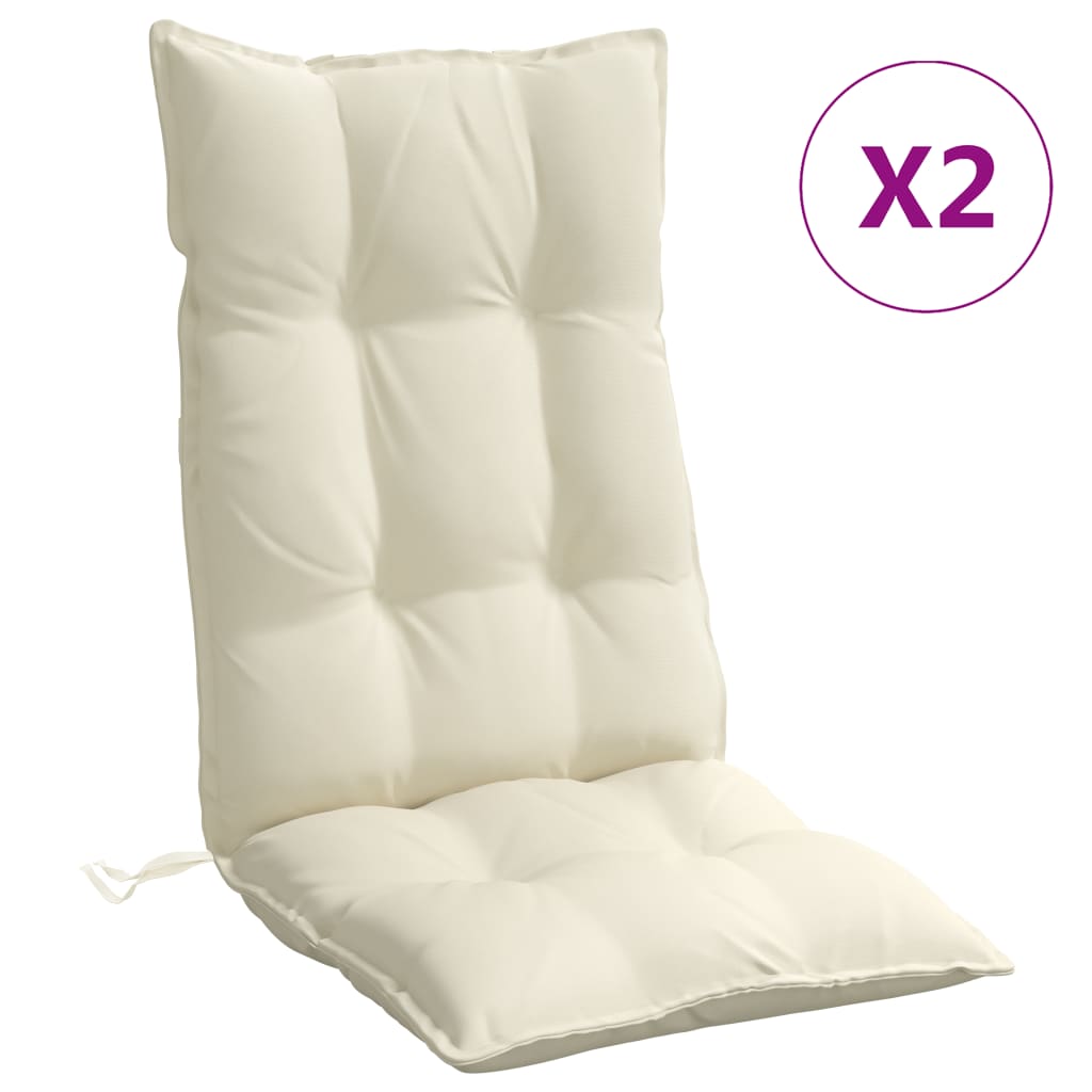 Coussins pour chaises longues 2 pcs Crème Tissu Oxford