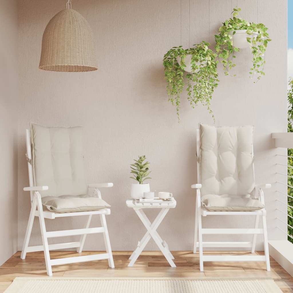 Coussins pour chaises longues 2 pcs Crème Tissu Oxford