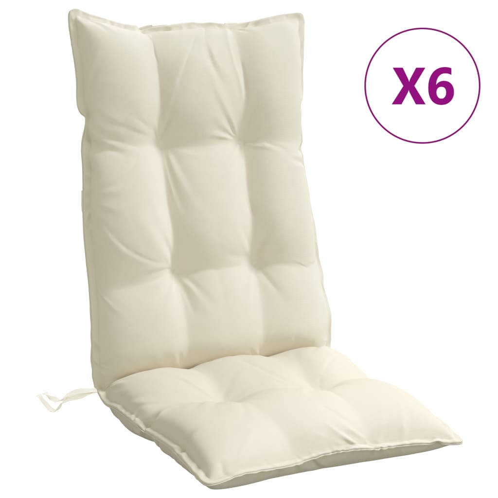 Coussins de dossier haut 6 pièces Tissu Oxford crème