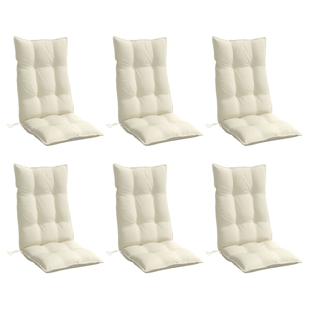 Coussins de dossier haut 6 pièces Tissu Oxford crème