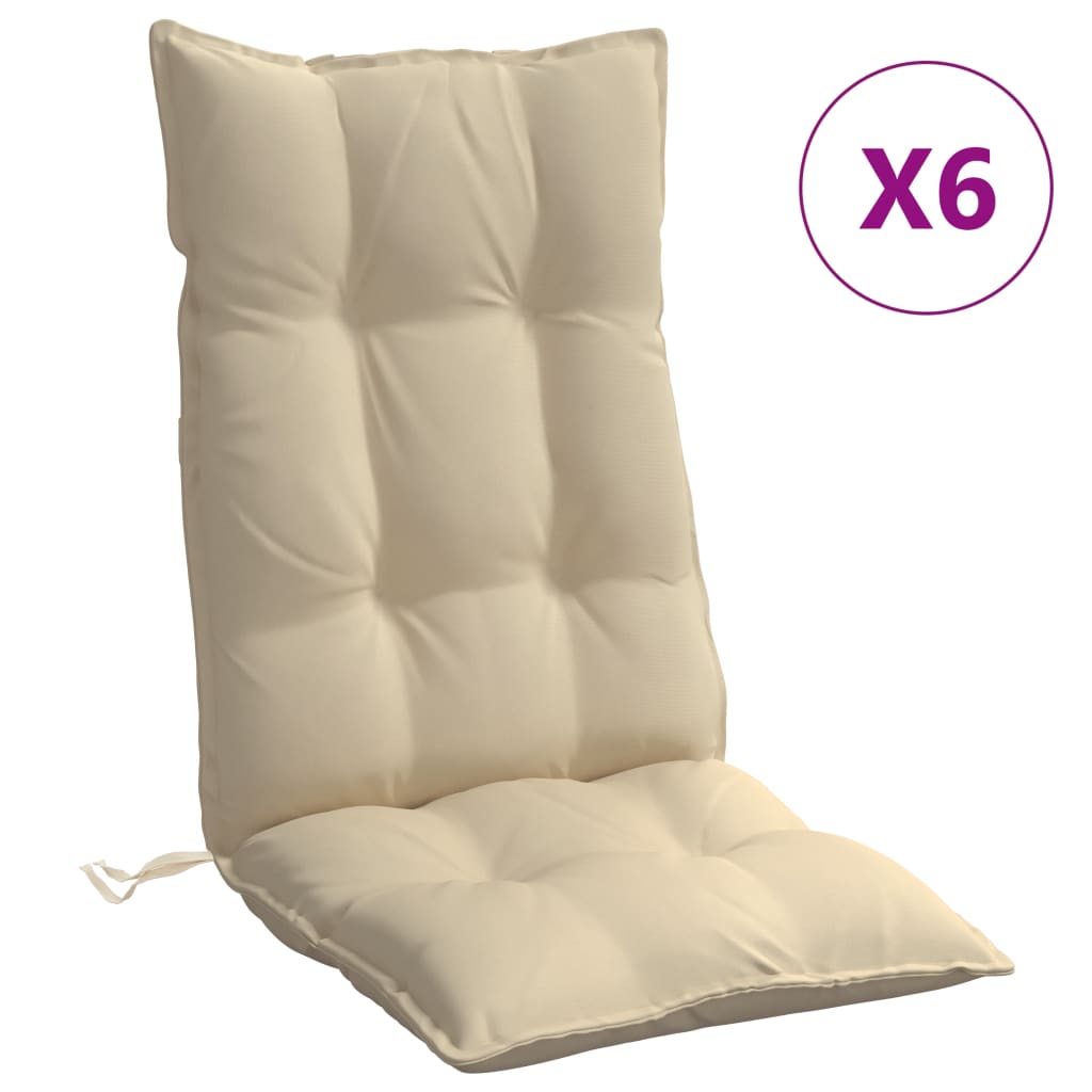 Coussins pour chaises longues 6 pcs Tissu Oxford beige