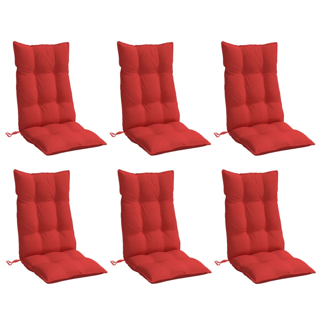 Coussins pour chaises longues 6 pcs Rouge Tissu Oxford