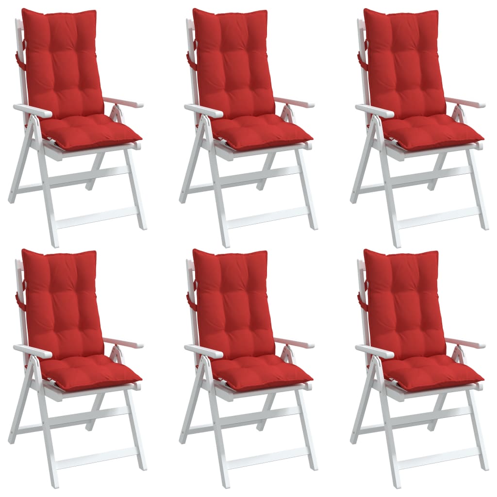 Coussins pour chaises longues 6 pcs Rouge Tissu Oxford
