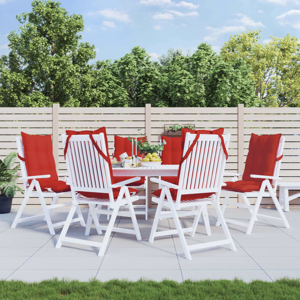 Coussins pour chaises longues 6 pcs Rouge Tissu Oxford