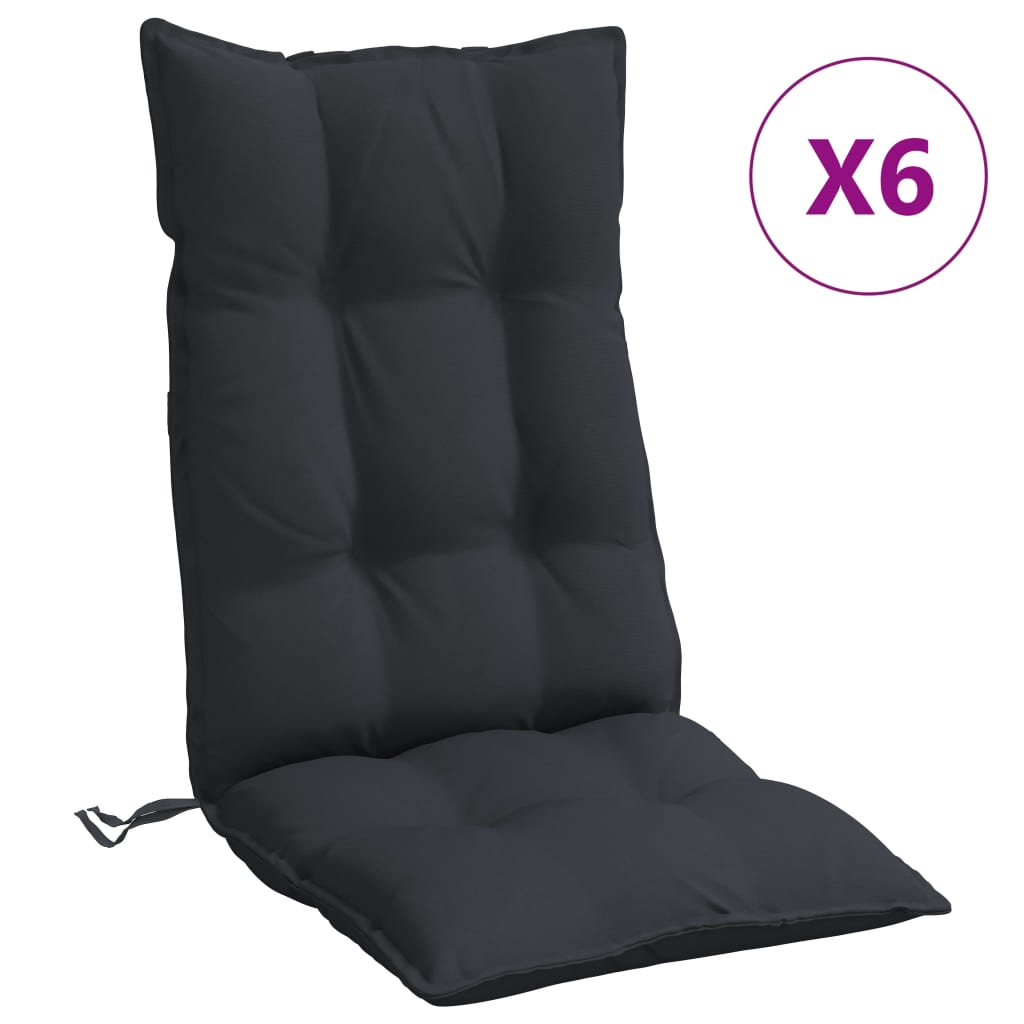 High-back Cushion Pads 6 pcs Black Oxford Fabric