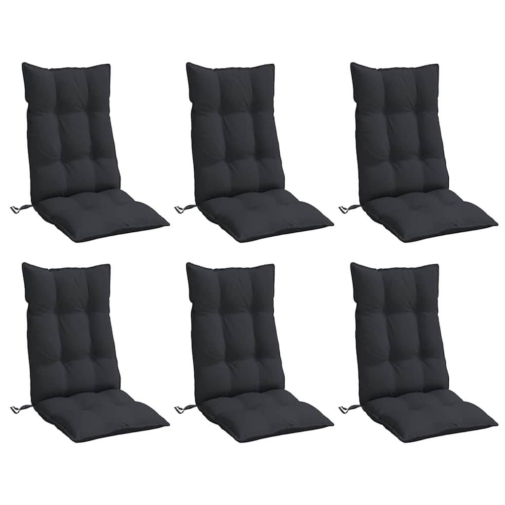 High-back Cushion Pads 6 pcs Black Oxford Fabric