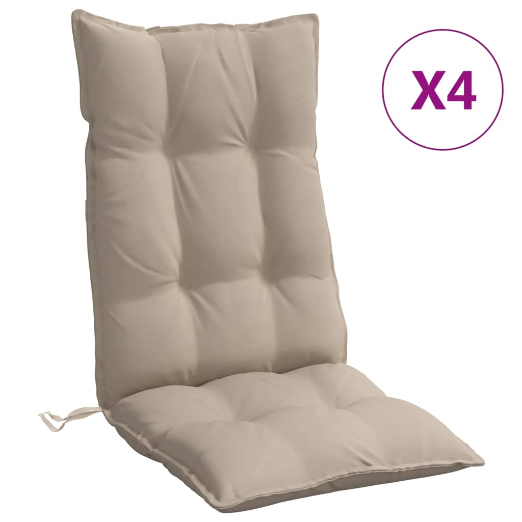 Coussins pour chaises longues à dossier haut 4 pièces tissu Oxford taupe
