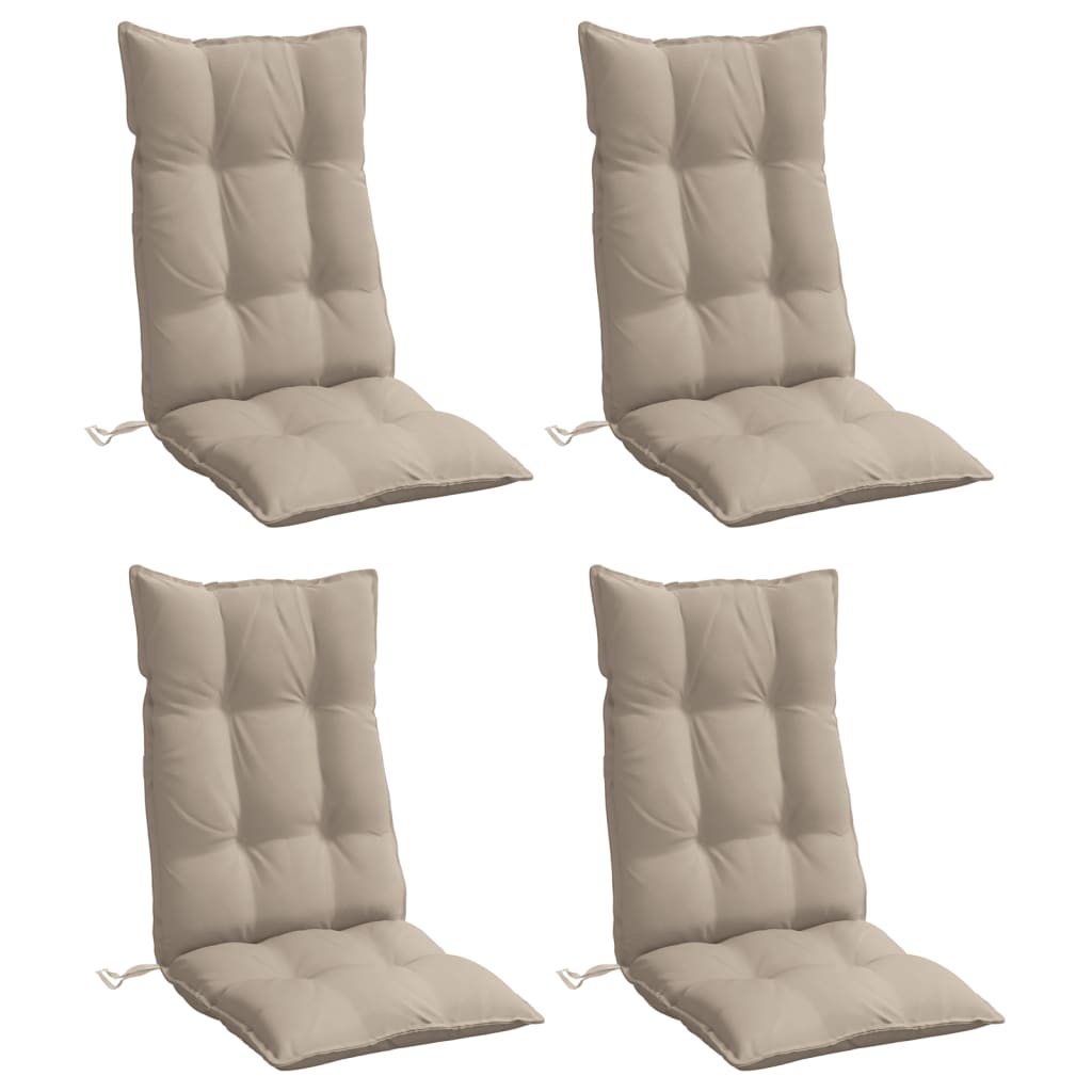 Coussins pour chaises longues à dossier haut 4 pièces tissu Oxford taupe