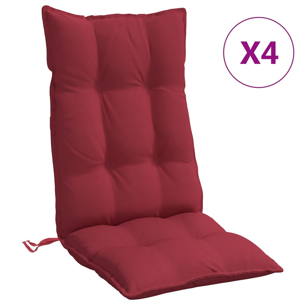 High-Back Cushions 4 pcs. Wine Red Oxford Fabric