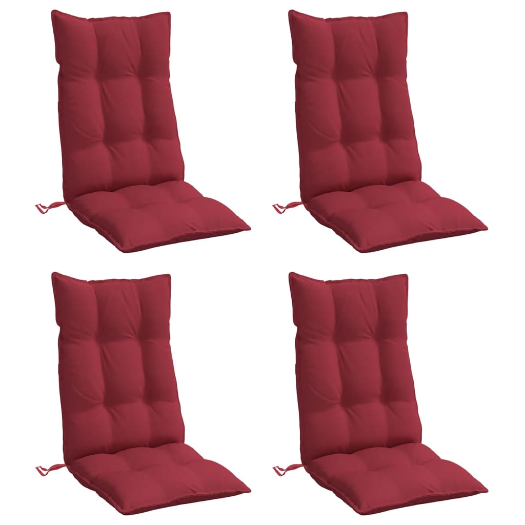 High-Back Cushions 4 pcs. Wine Red Oxford Fabric