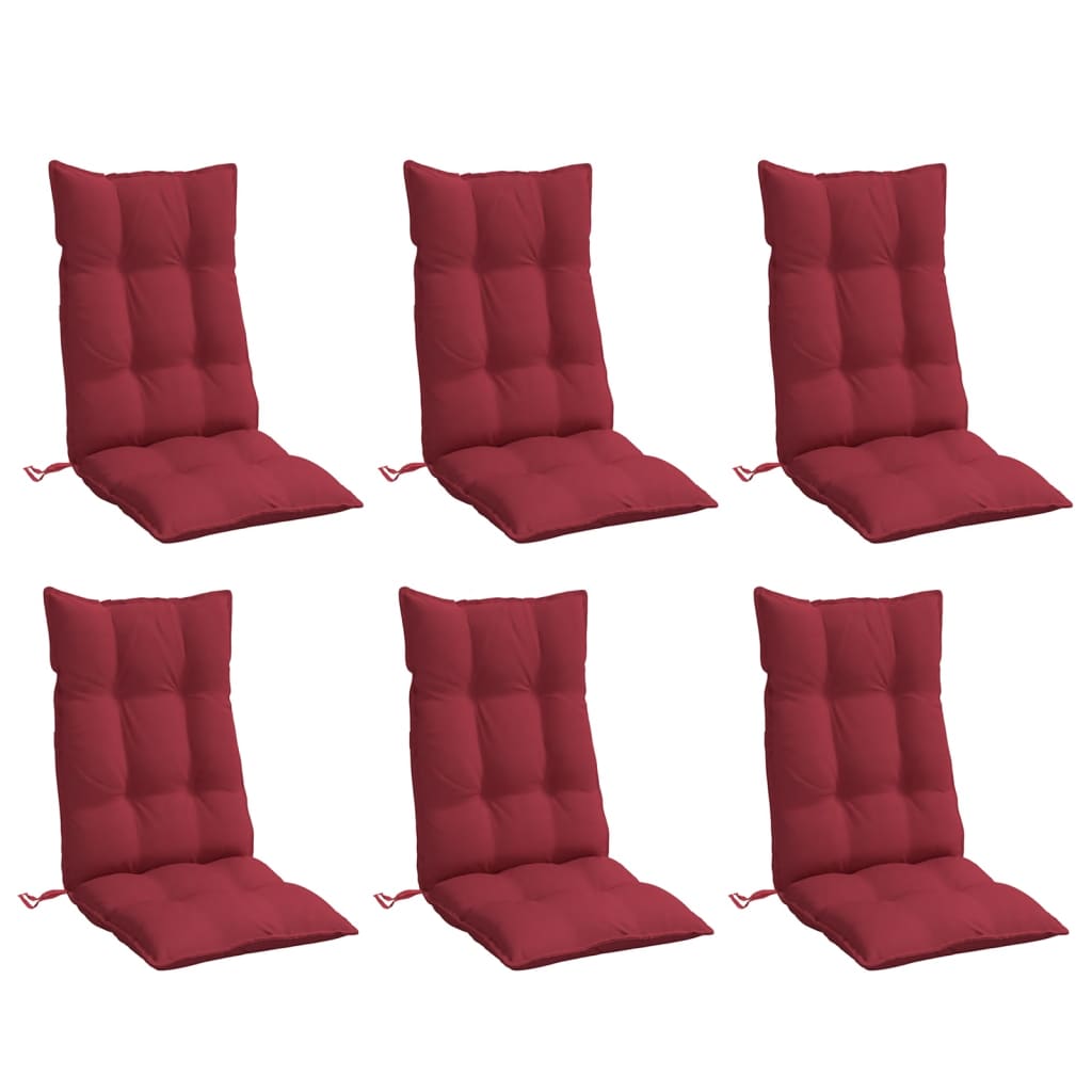 Coussins de dossier haut 6 pces Tissu Oxford rouge bordeaux