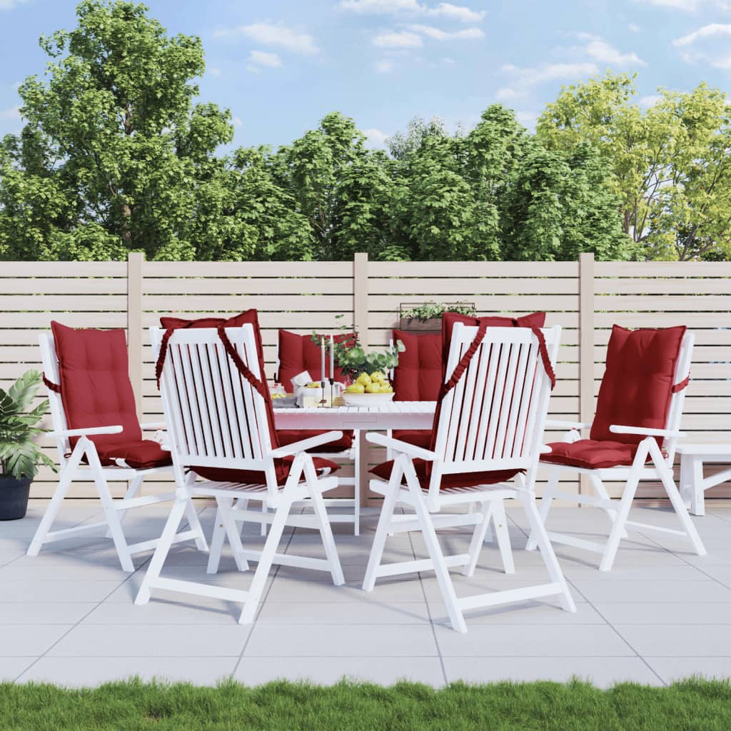 Coussins de dossier haut 6 pces Tissu Oxford rouge bordeaux