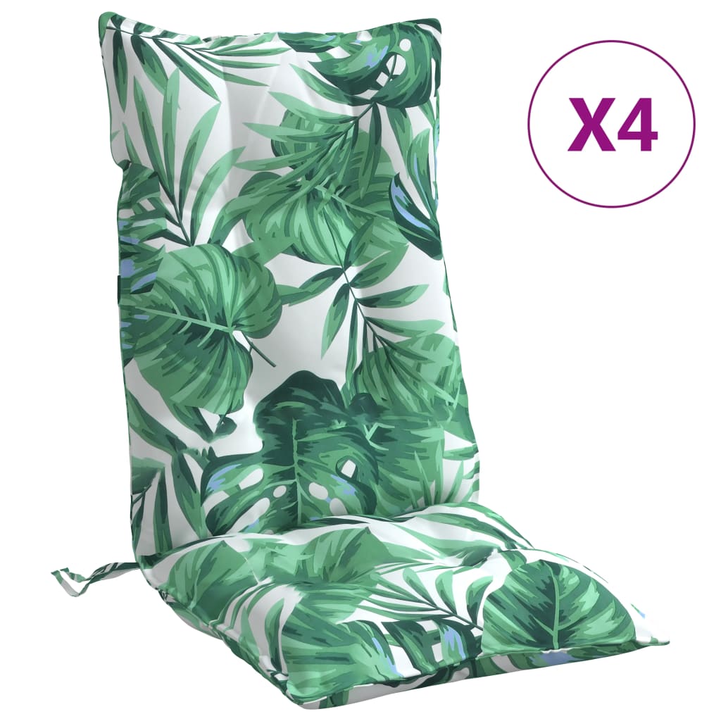 High-Back Cushion Pads 4 pc. Leaf Pattern Oxford Fabric