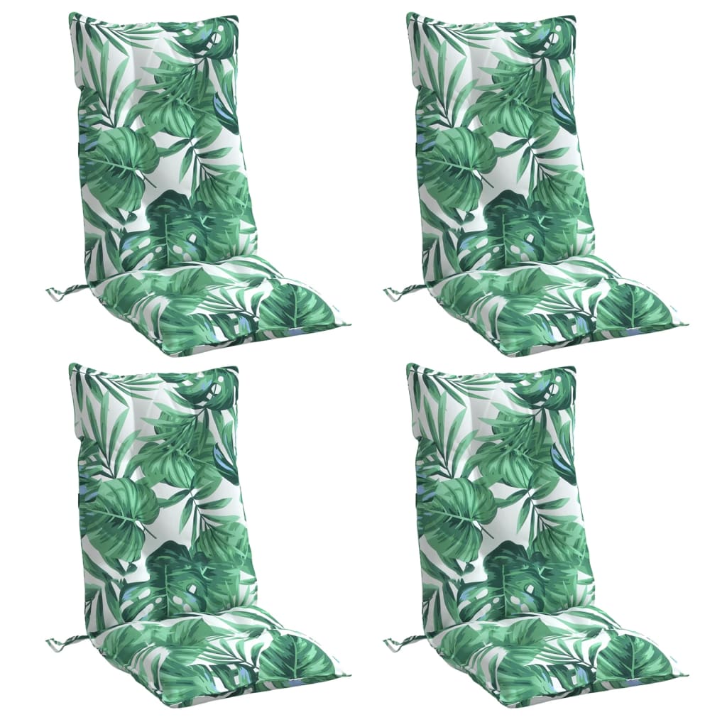 High-Back Cushion Pads 4 pc. Leaf Pattern Oxford Fabric