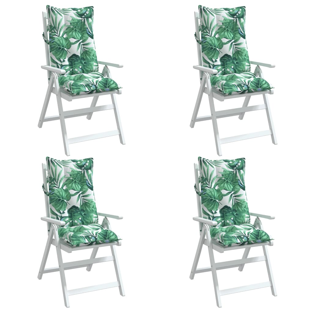High-Back Cushion Pads 4 pc. Leaf Pattern Oxford Fabric