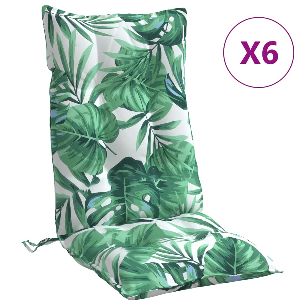 Coussins pour chaises longues 6 pcs Motif feuilles Tissu Oxford