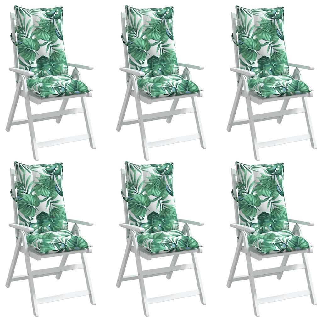 Coussins pour chaises longues 6 pcs Motif feuilles Tissu Oxford