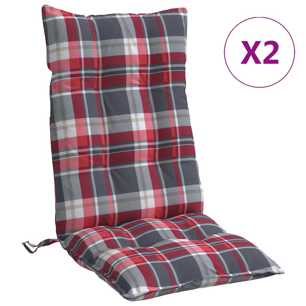 Coussins pour chaises longues 2 pcs Motif carreaux rouge Tissu Oxford