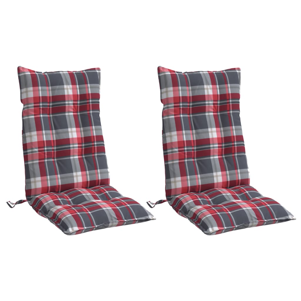 Coussins pour chaises longues 2 pcs Motif carreaux rouge Tissu Oxford