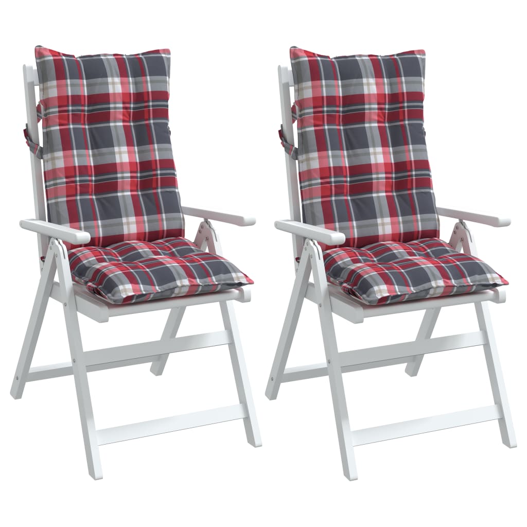 Coussins pour chaises longues 2 pcs Motif carreaux rouge Tissu Oxford