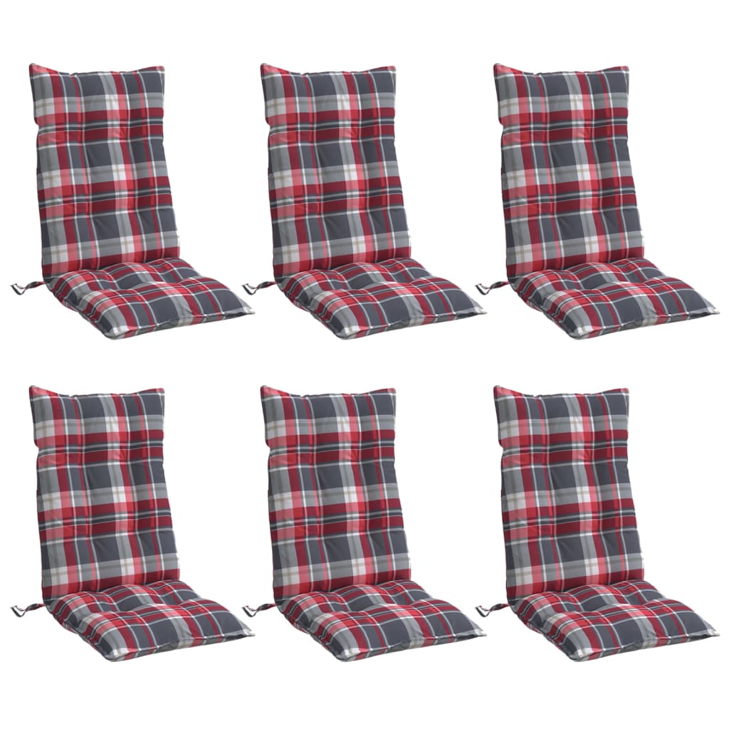 High-back cushion pads 6 pcs. Red checkered Oxford fabric