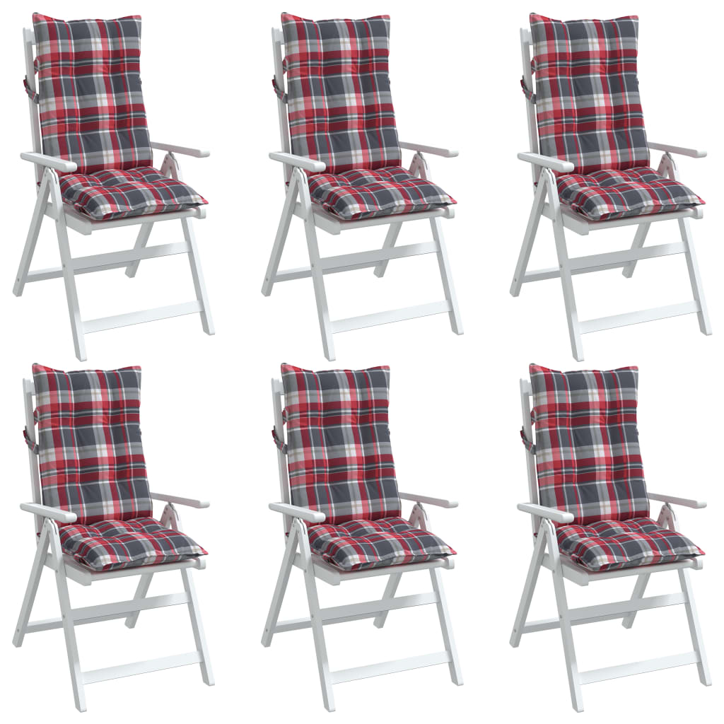 High-back cushion pads 6 pcs. Red checkered Oxford fabric