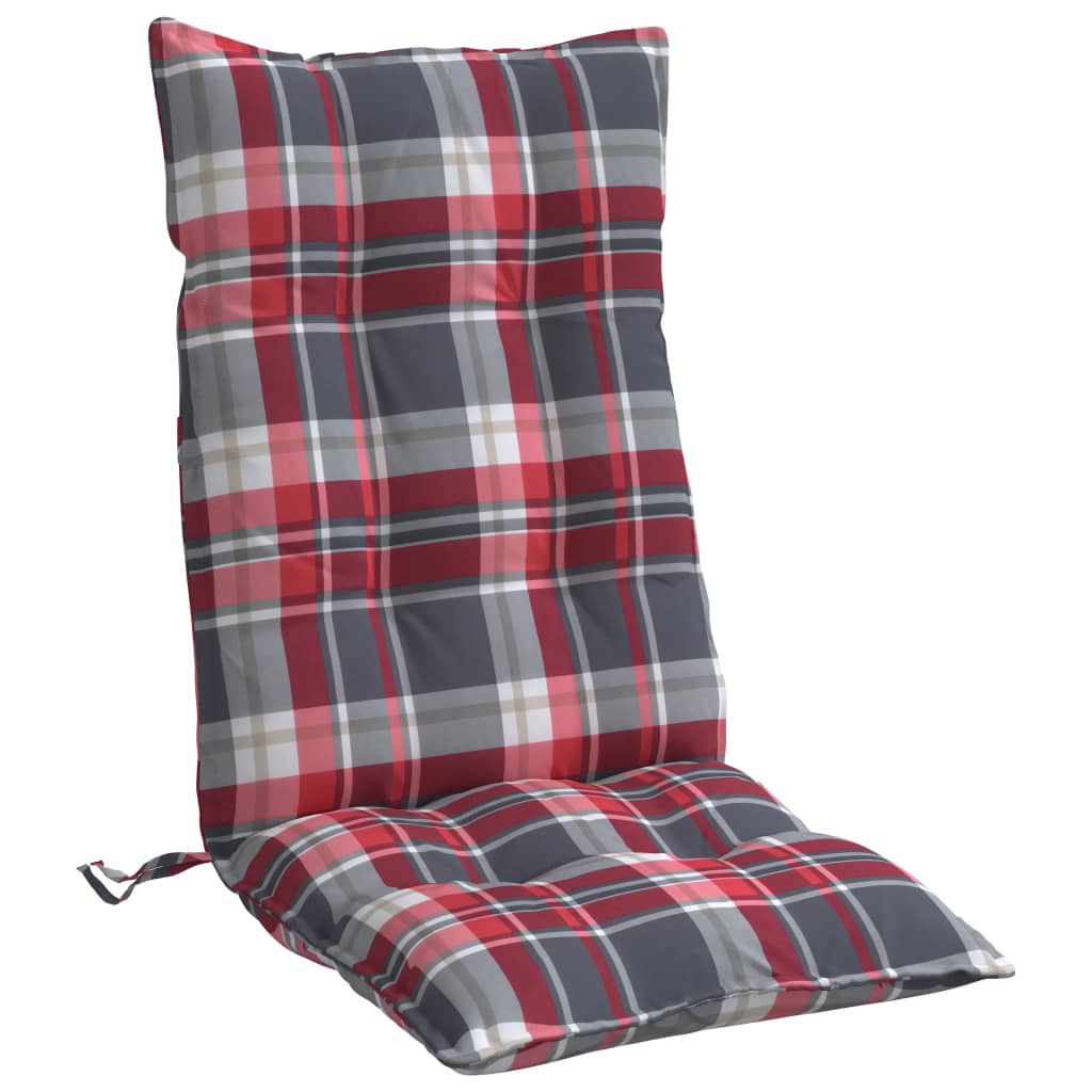 High-back cushion pads 6 pcs. Red checkered Oxford fabric