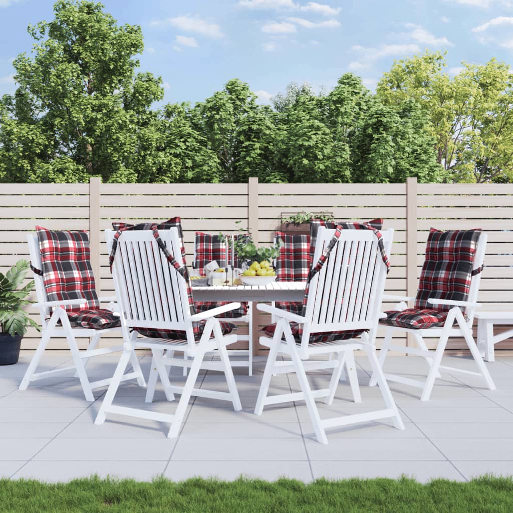 High-back cushion pads 6 pcs. Red checkered Oxford fabric