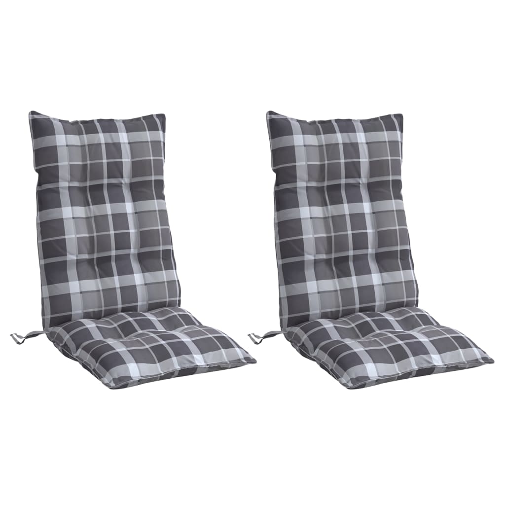 Coussins de dossier haut 2 pcs Gris Motif carreaux Tissu Oxford