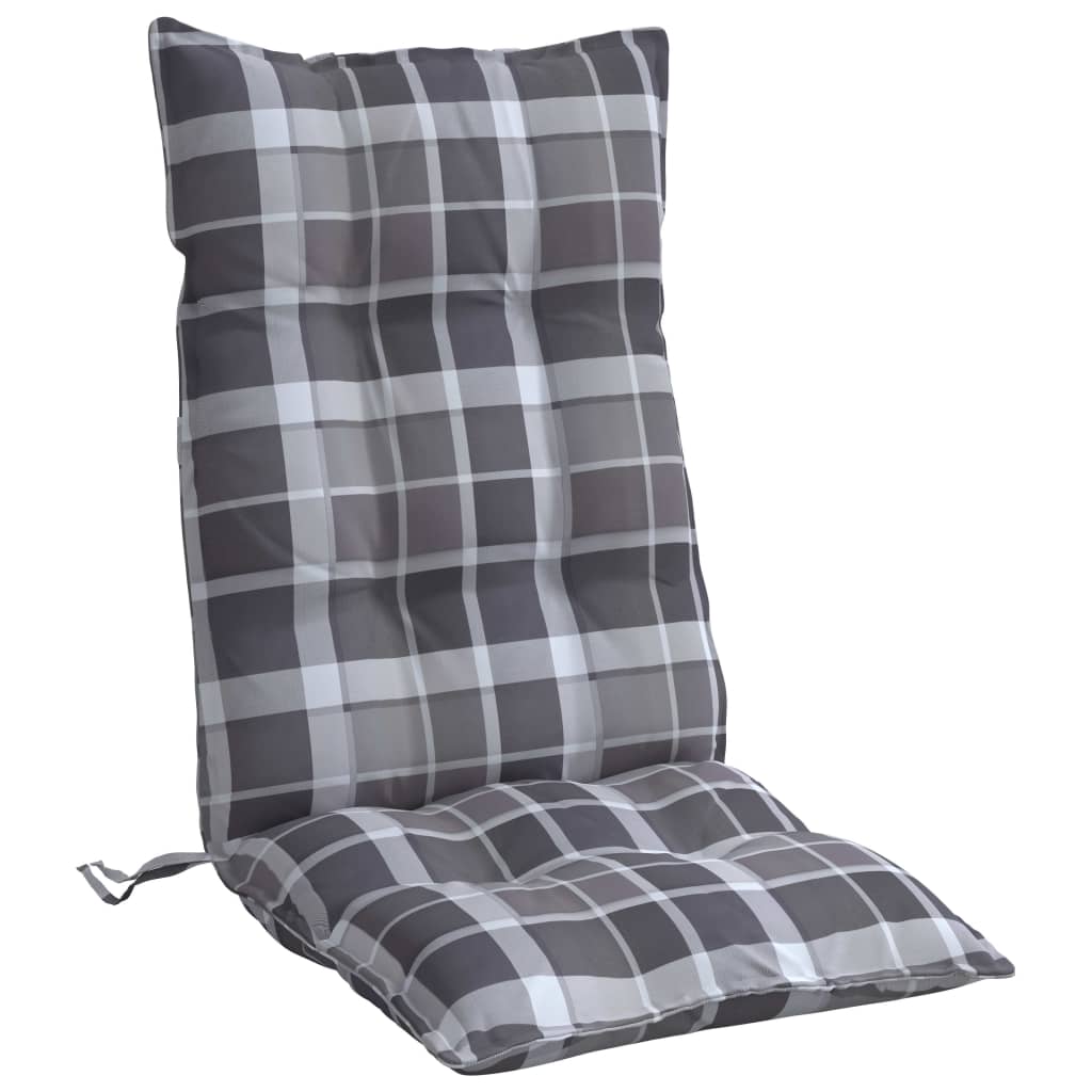 Coussins de dossier haut 2 pcs Gris Motif carreaux Tissu Oxford