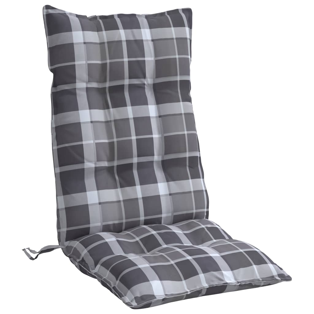 High-Backed Cushion Pads 4 pcs. Grey Plaid Oxford Fabric