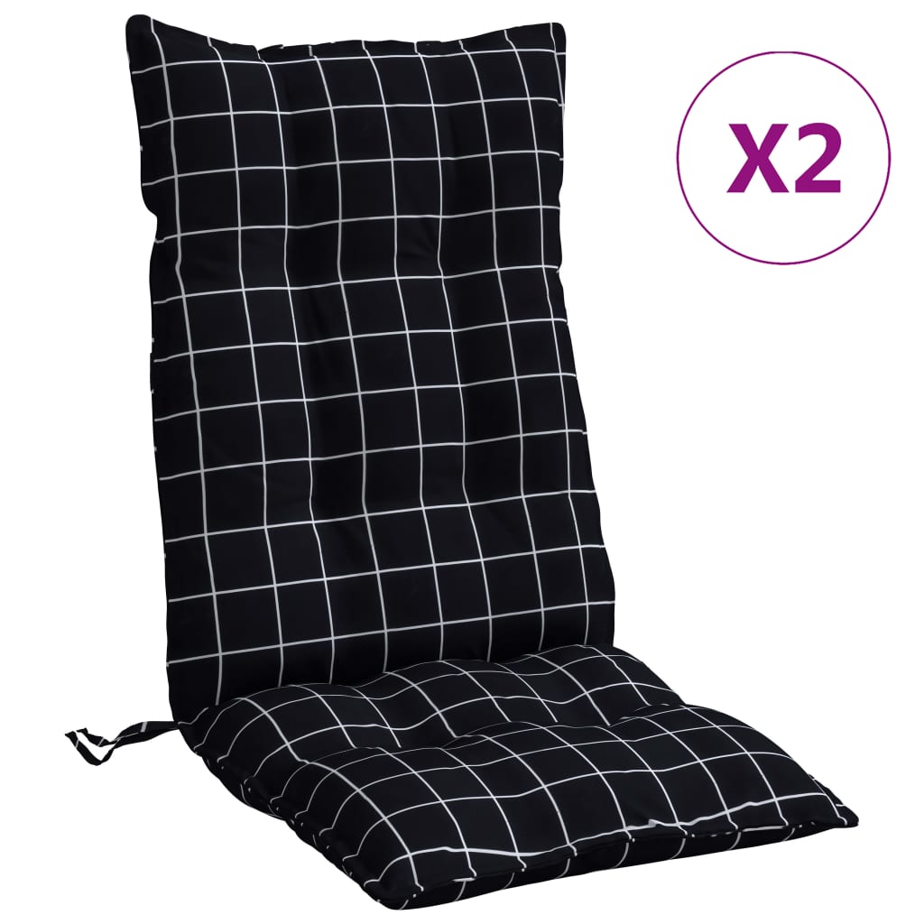 High-back cushion pads, 2 pc. Black checkered fabric