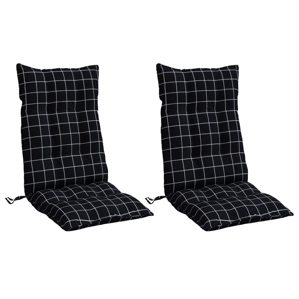 High-back cushion pads, 2 pc. Black checkered fabric