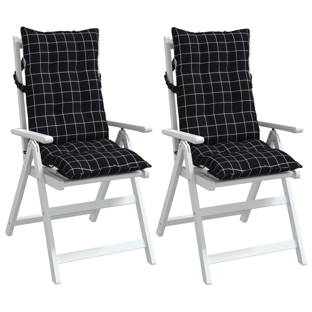 High-back cushion pads, 2 pc. Black checkered fabric