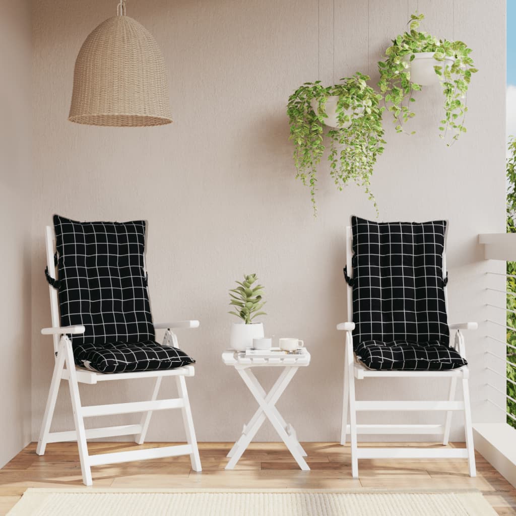 High-back cushion pads, 2 pc. Black checkered fabric